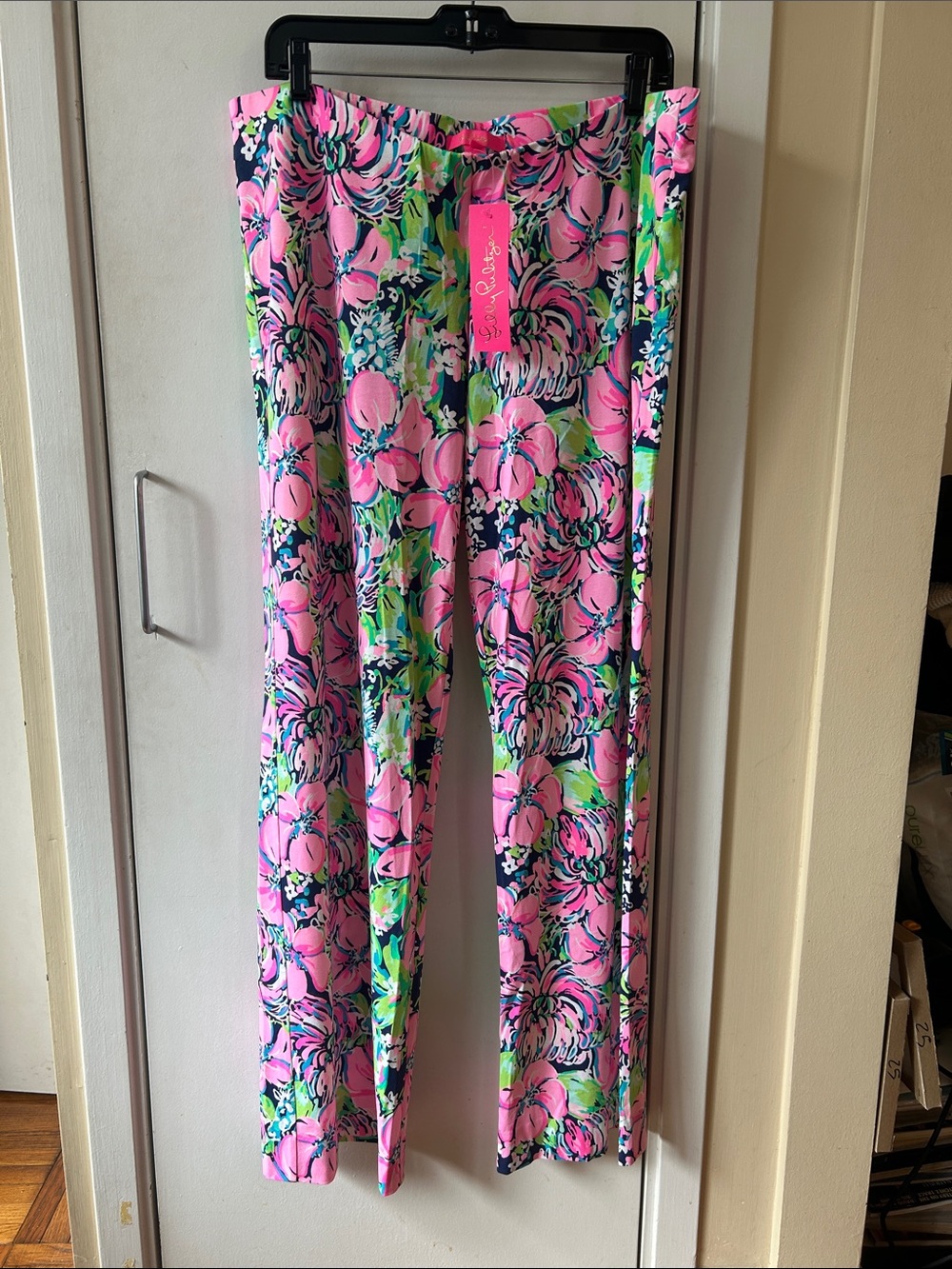 NWT $128 classic Lilly Pulitzer Pink, green & blue Georgia May Palazzo Pants XL
